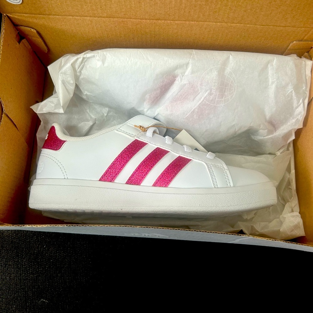 new, never worn… in box  girls white with pink side stripes